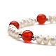 Bracelets de perles en agate rouge naturelle/cornaline (teints et chauffés) (teints) BJEW-JB05313-04-2