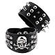 GORGECRAFT 2Pcs 2 Style Punk Studded Bracelet Rock Style Cowhide Leather Cord Bracelets Set with Buckle Rivet Skull Adjustable Wristband for Men Women Halloween Party Cosplay Costume Accessories BJEW-GF0001-09-1