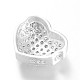 Heart Brass Micro Pave Cubic Zirconia Beads ZIRC-L051-13P-FF-2