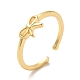Brass Bowknot Open Cuff Ring for Women KK-H434-25G-3