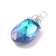 Faceted Glass Pendants PALLOY-JF01370-01-3