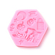 ハロウィンのテーマ食品グレードのシリコンモールド  フォンダン型  DIYケーキデコレーション用  チョコレート  キャンディ  UVレジン＆エポキシ樹脂ジュエリー作り  混合形状の六角形  ピンク  90x84x10mm DIY-P004-06-1