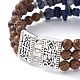 Trois boucles naturelles lapis lazuli puce perles wrap bracelets BJEW-JB04657-01-3