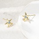 Серьги-гвоздики из латуни с микропаве из кубических цирконий в форме морских звезд EJEW-Z153-02G-2