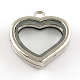 Rhinestone de aleación de corazón colgantes magnéticos medallón flotantes PALLOY-S039-02-2