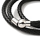 Кожаный плетеный браслет с тремя петлями и 304 застежкой из нержавеющей стали для мужчин и женщин BJEW-C021-18-P-5