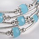 Cinq boucles de bracelets wrap imitation jade de perles de verre BJEW-JB02125-3