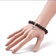 Bracelet extensible à perles rondes en pierre de lave naturelle BJEW-JB08221-3