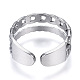 304 anello di polsino aperto a forma di catena di barbazzali in acciaio inossidabile per le donne RJEW-N040-31-3