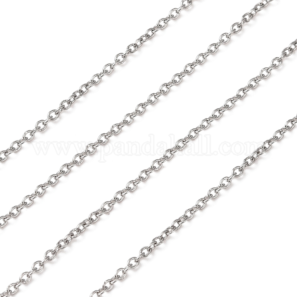 Cable Acier Collier En Acier Chaîne Avec Pendentif Rectangulaire Aspect Bois 50+5cm Bracelet En Argent