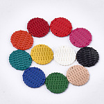 Acryl-Anhänger, Imitation gewebtes Rattan-Muster, Flachrund, Mischfarbe, 38x5 mm, Bohrung: 1.5 mm