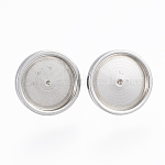 Accessoires de puces d'oreilles en 304 acier inoxydable, plat rond, couleur inoxydable, Plateau: 10 mm, 13x12x2mm, pin: 0.8 mm