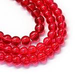 Baking Painted Transparent Glass Round Bead Strands, Crimson, 10~10.5mm, Hole: 1.5mm, about 85pcs/strand, 31.4 inch