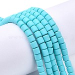 Handmade Polymer Clay Bead Strands, Column, Dark Turquoise, 6.5x6mm, Hole: 1.2mm, about 61pcs/strand, 15.75 inch(40cm)