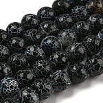 Crackle Agate Beads Strands, Round, Dyed, Grade A, Black, 10mm, Hole: 1.2mm, about 38pcs/strand
