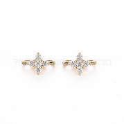Brass Micro Pave Clear Cubic Zirconia Connector Charms KK-S356-714