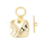 Brass Micro Pave Clear Cubic Zirconia Toggle Clasps KK-P234-77G