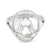 304 anillo ajustable humano hueco de acero inoxidable para mujer. RJEW-M149-16P
