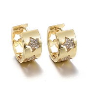 Серьги-кольца из латуни с микро-паве из фианита EJEW-K083-40G-B