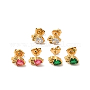 Серьги-гвоздики в форме сердца со стразами и короной EJEW-Q704-01G