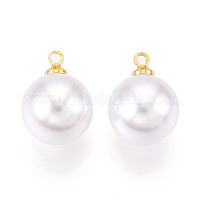 Подвески из латуни и АБС-пластика с имитацией жемчуга&nbsp;KK-N261-12mm-121G