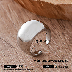 Anillos abiertos de acero inoxidable 304 irregulares para esposas, color acero inoxidable, ajustable