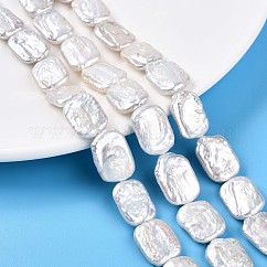 Hebras de perlas keshi de perlas barrocas naturales, perla cultivada de agua dulce, Rectángulo, blanco cremoso, 16~18x12~14x3~8mm, agujero: 0.5 mm, aproximamente 22 pcs / cadena, 15.04'' (38.2 cm)