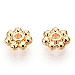 Cuentas espaciadoras margaritas de latón, flor, sin níquel, real 18k chapado en oro, 5x1.5mm, agujero: 1.5 mm