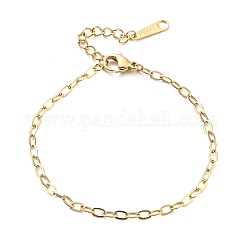Pulsera de cadena de cable de acero inoxidable 304 para mujer, dorado, 6-1/2 pulgada (16.5 cm)