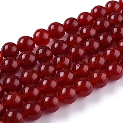 Perline di giada bianco naturale, tondo, tinto, marrone, 10mm, Foro: 1.2 mm, circa 38pcs/filo, 14.57'' (37 cm)