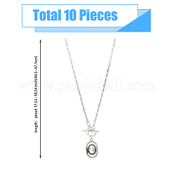 10 шт. набор из 10-х стильных ожерелий с подвесками из сплава и цепочками из нержавеющей стали 304&nbsp;NJEW-AB00019