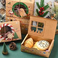 12 Stück 4 Stile Weihnachtsthema Kraftpapier Lebkuchen Süßigkeiten Boxen mit Haustier Fenster&nbsp;ST-CJ0010-15
