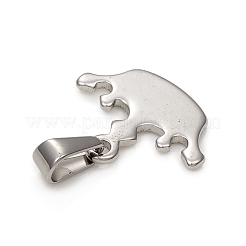 変色しにくい304ステンレススチールペンダント  クラウン  ステンレス鋼色  16.5x19.5x1.5mm  穴：3.5x6.5mm&nbsp;STAS-I136-17P