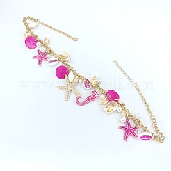 Ожерелья с подвесками из сплава и пластика с жемчугом и натуральными ракушками FS-WGF2DC0-01