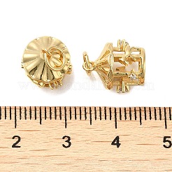 Colgantes de circonita cúbica transparente micro pavé de latón chapado en rack&nbsp;KK-K349-16G