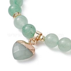 Эластичные браслеты из натурального зеленого авантюрина с круглыми бусинами BJEW-JB09727-05