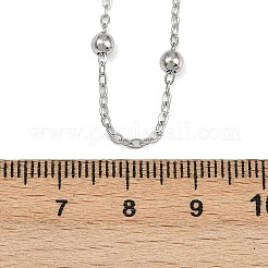 Женские ожерелья-цепочки с круглыми бусинами из нержавеющей стали 304 диаметром 3 мм NJEW-G177-03B-P