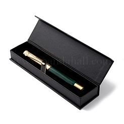 天然マラカイト真鍮ペン  レイキエネルギー万年筆  ペンケース付き  オフィス＆スクール用品  142x19x14mm&nbsp;AJEW-M209-03G
