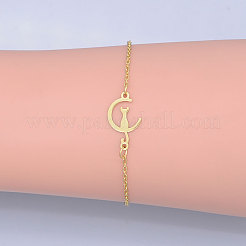 201 браслет из нержавеющей стали с кошачьими звеньями BJEW-T011-JN474-2