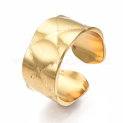 304ステンレススチール製チャンキーオープンカフリング（女性用）  ゴールドカラー  usサイズ7（17.3mm）&nbsp;RJEW-T023-99