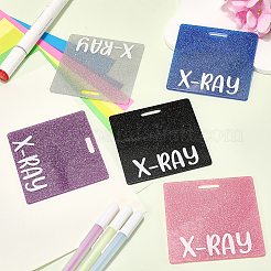 5個5色アクリルビッグペンダント  x-ray という文字が書かれた長方形  グリッターパウダー付き  ミックスカラー  85.5x82x2.5mm  穴：21x5.5mm  1pc /カラー&nbsp;MACR-CN0001-01C