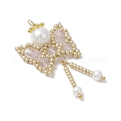 Подвески-бабочки из стеклянного бисера&nbsp;PALLOY-MZ00649-01