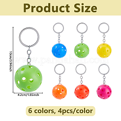 24 portachiavi con ciondolo in plastica PE in acciaio inossidabile con sfera da 6 colori&nbsp;KEYC-DC0001-41