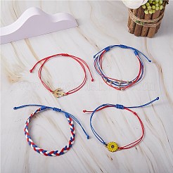 4шт 4 стиля цветок и якорь плетеные браслеты из бисера набор&nbsp;BJEW-SW00040