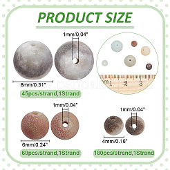 285個 3スタイル 天然花アマゾナイトビーズ  ラウンド  艶消し  4~8.5mm  穴：1mm&nbsp;G-ME0001-38