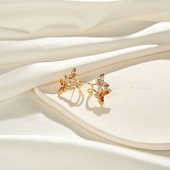 925 стерлинговый серебристый микропроволочный кубический серьги из циркония EJEW-K284-06G