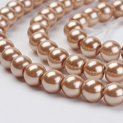 Brins de perles de verre teints écologiques&nbsp;HY-A008-6mm-RB045
