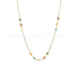 Цепочка с цветочным узором из нержавеющей стали 304 с эмалированными звеньями&nbsp;STAS-OY010-10G