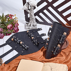 1 paire de bracelets réglables en cuir PU avec bouteilles en verre&nbsp;AJEW-CL0002-53B