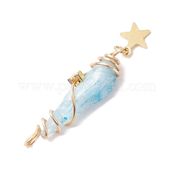 3 шт. 3 стиля гальванические подвески из натурального кварца с медной проволокой&nbsp;PALLOY-JF02586-02